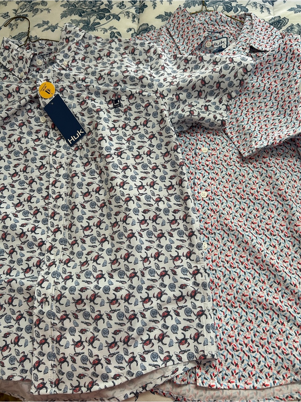 2 HUK Men's Short-Sleeve Printed Shirts Small Button up 1 NWT was $60 new each